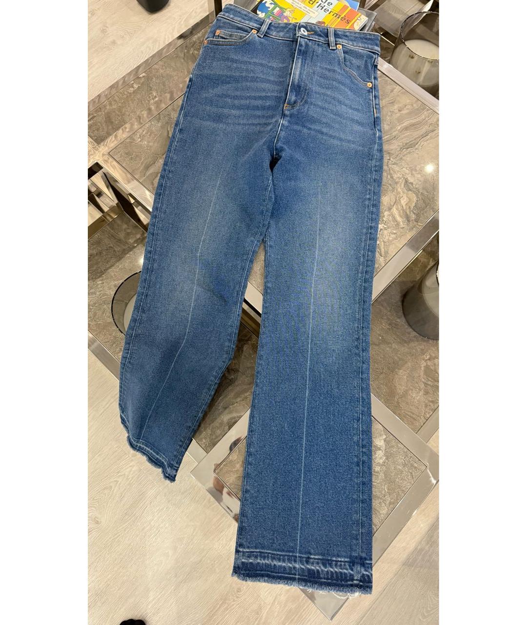 VALENTINO Синие хлопко-эластановые прямые джинсы, фото 5