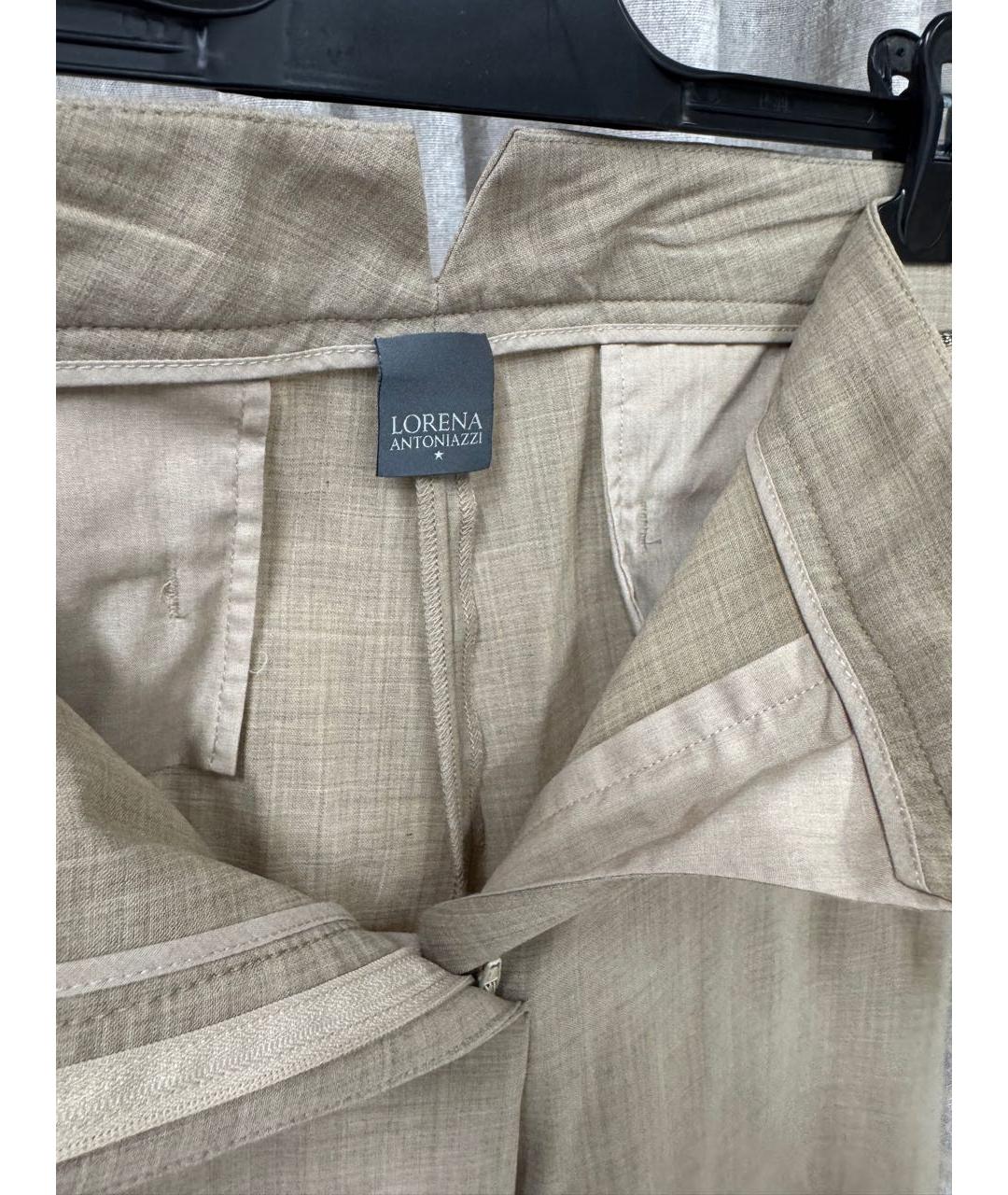 LORENA ANTONIAZZI Бежевые шерстяные брюки узкие, фото 3