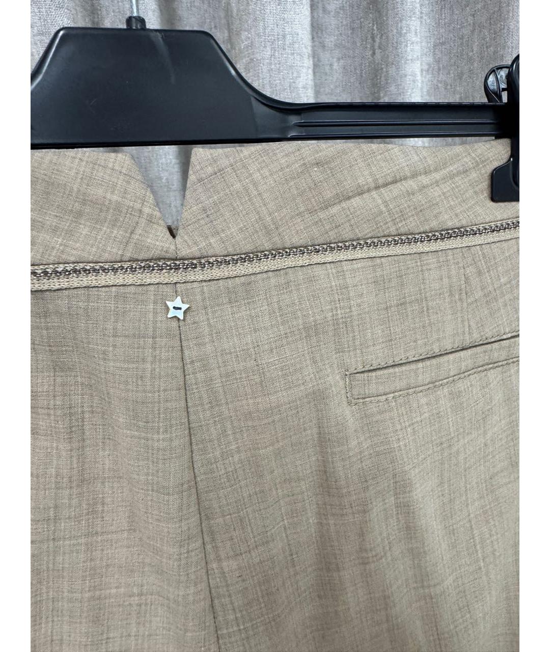 LORENA ANTONIAZZI Бежевые шерстяные брюки узкие, фото 4