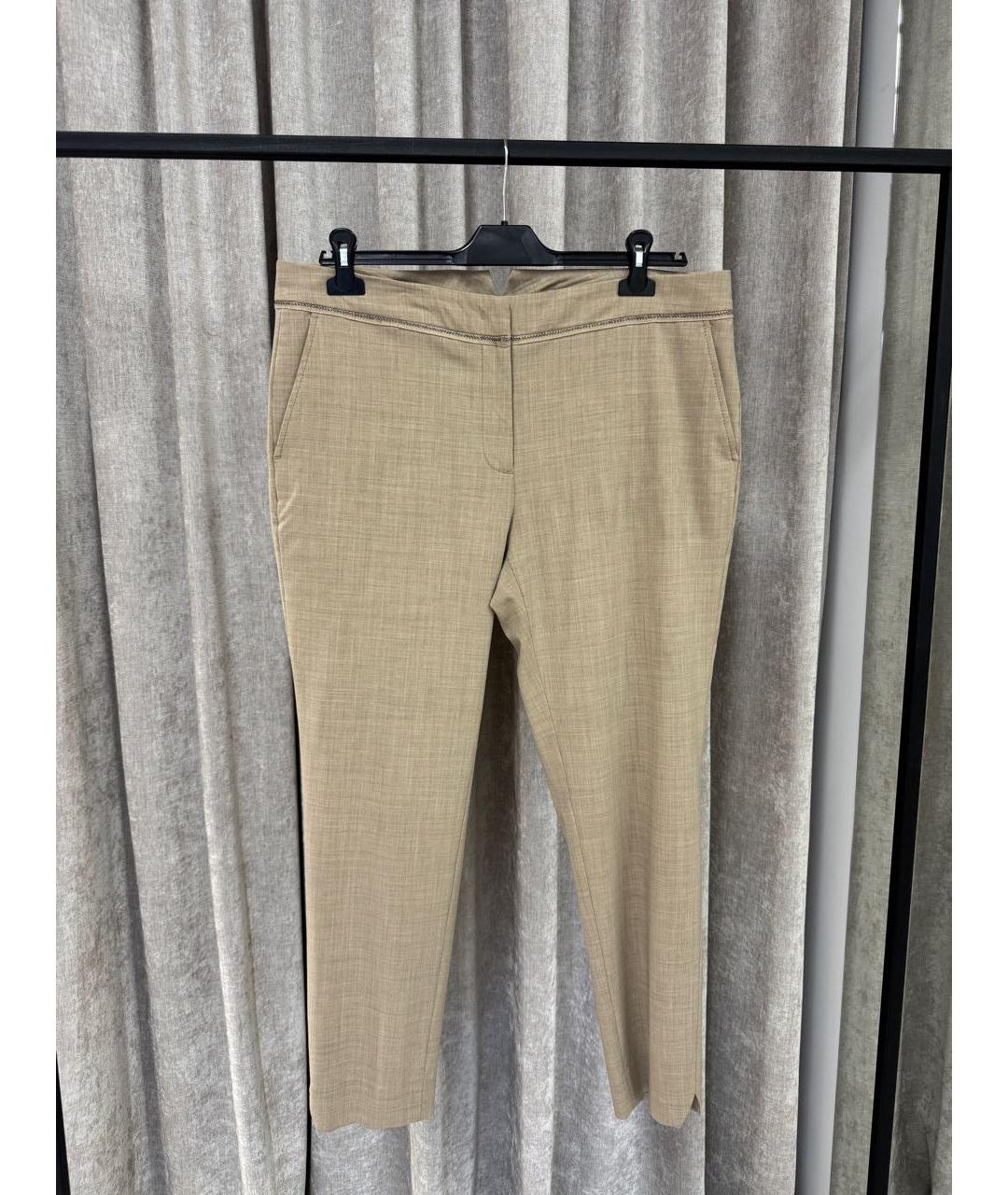 LORENA ANTONIAZZI Бежевые шерстяные брюки узкие, фото 5