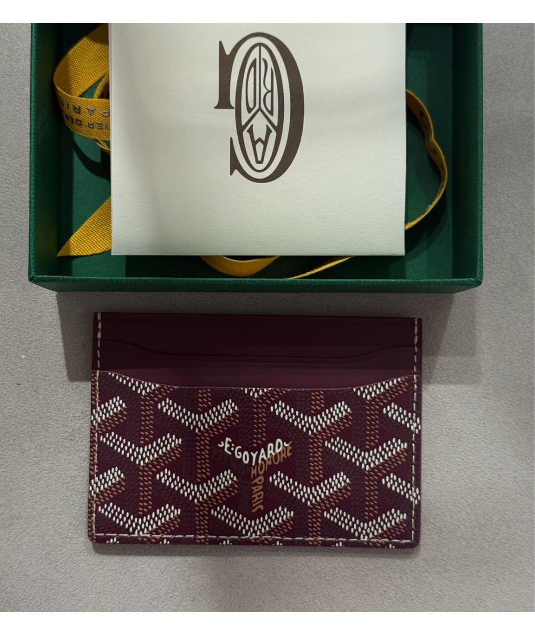 GOYARD Бордовый кожаный кардхолдер, фото 3