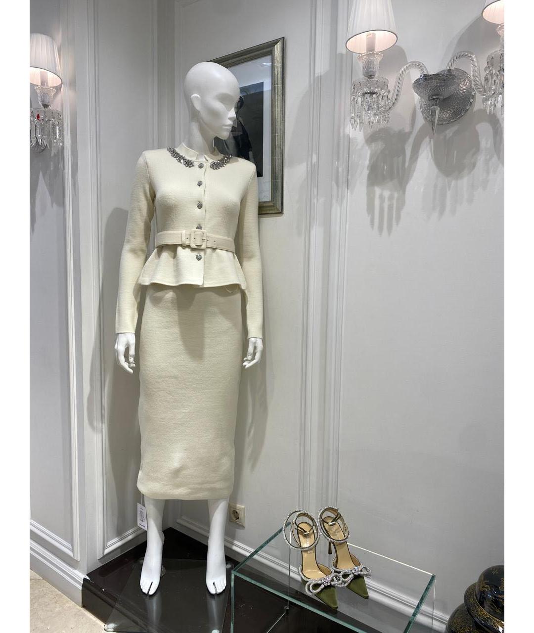 SELF-PORTRAIT Бежевое шерстяное повседневное платье, фото 2