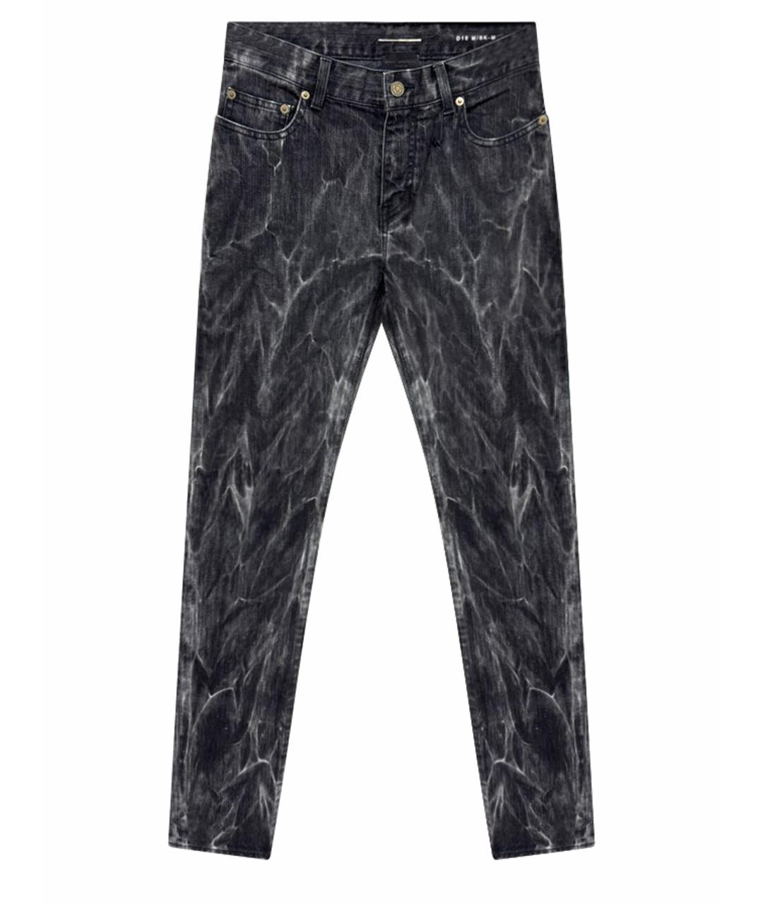 SAINT LAURENT Антрацитовые хлопковые прямые джинсы, фото 1