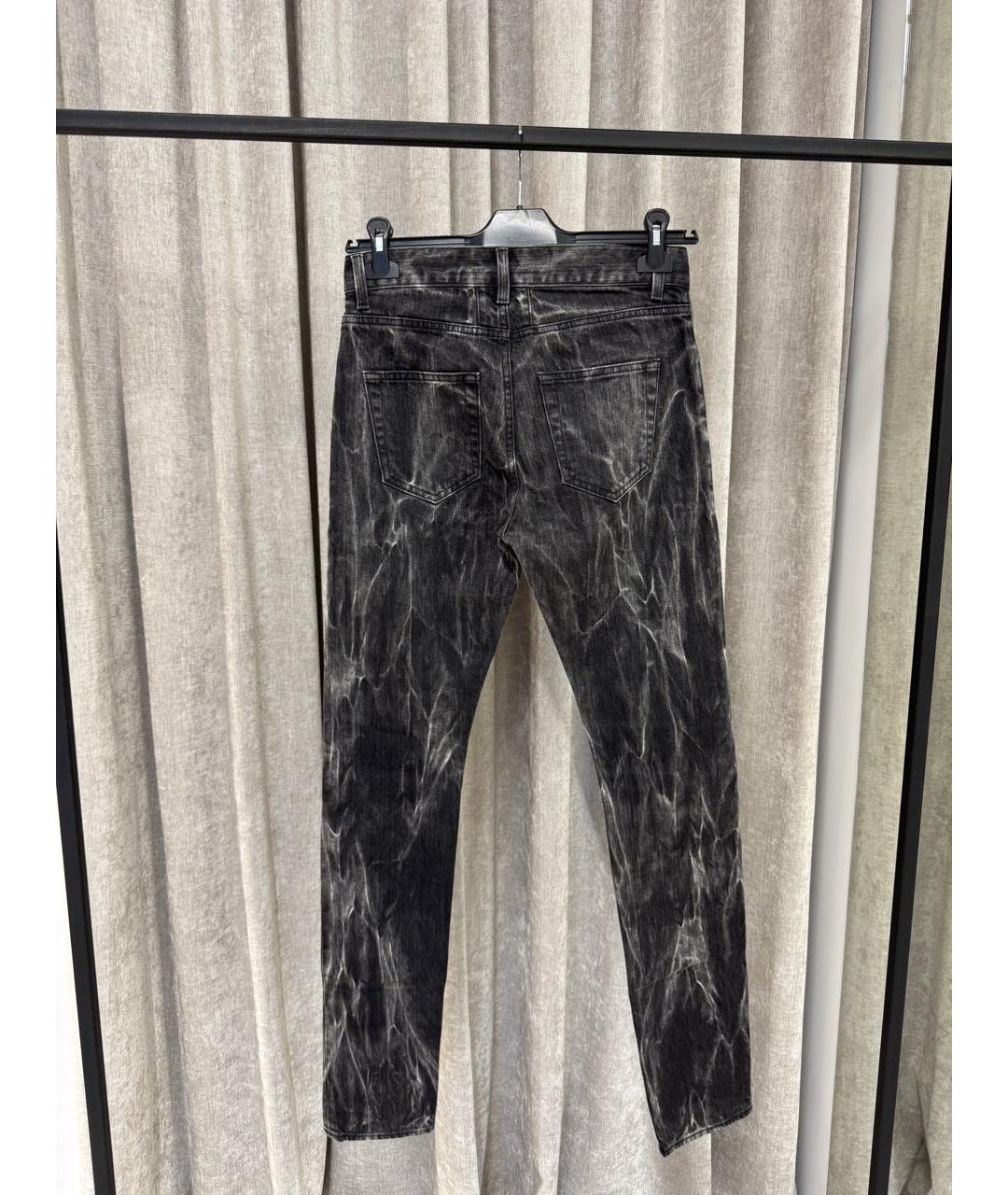 SAINT LAURENT Антрацитовые хлопковые прямые джинсы, фото 2