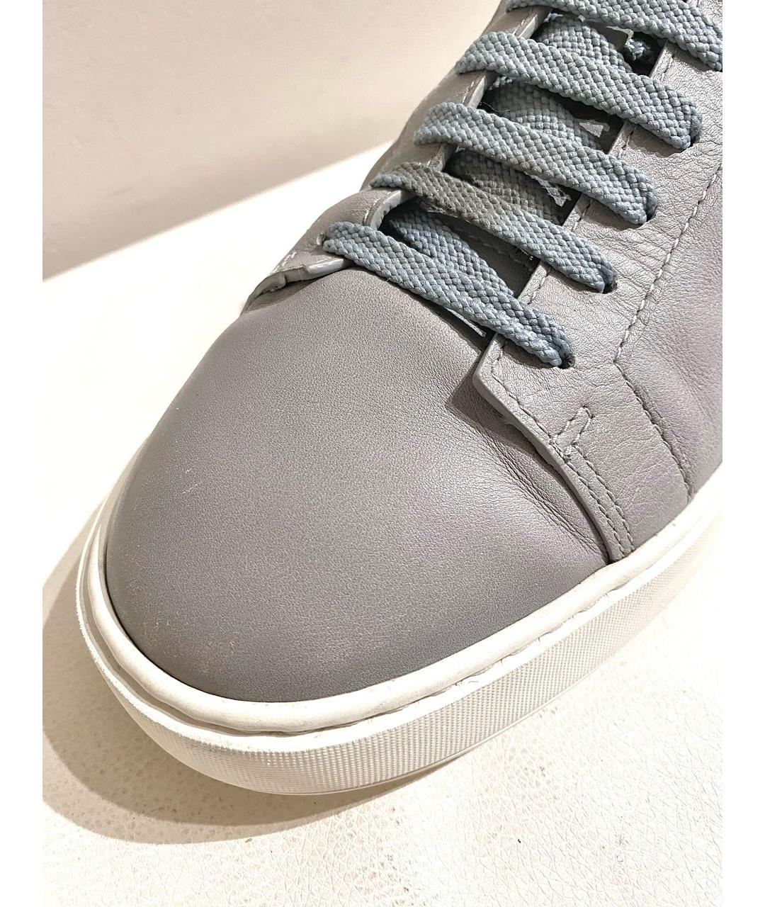 SANTONI Серые кожаные низкие кроссовки / кеды, фото 8