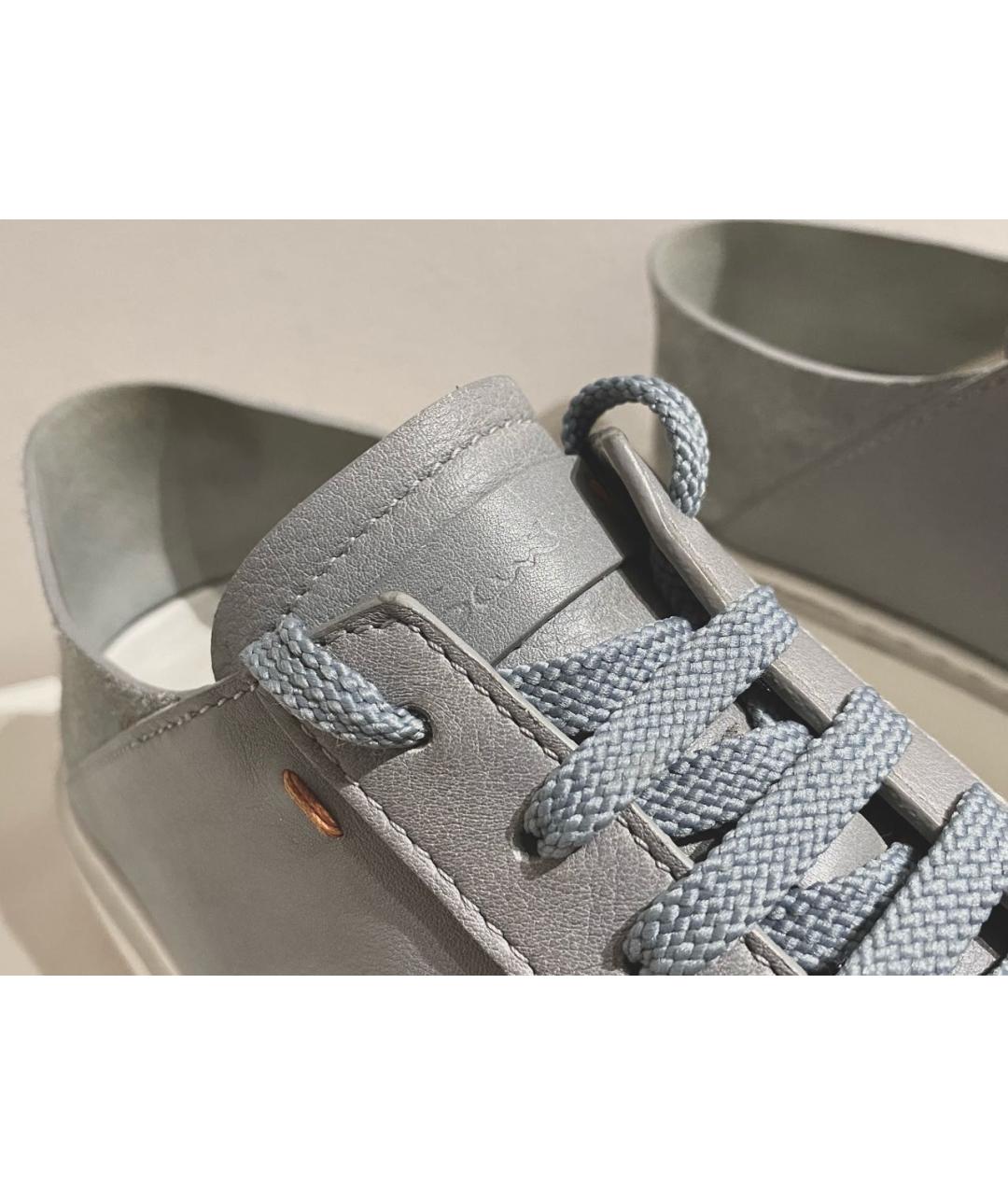 SANTONI Серые кожаные низкие кроссовки / кеды, фото 7