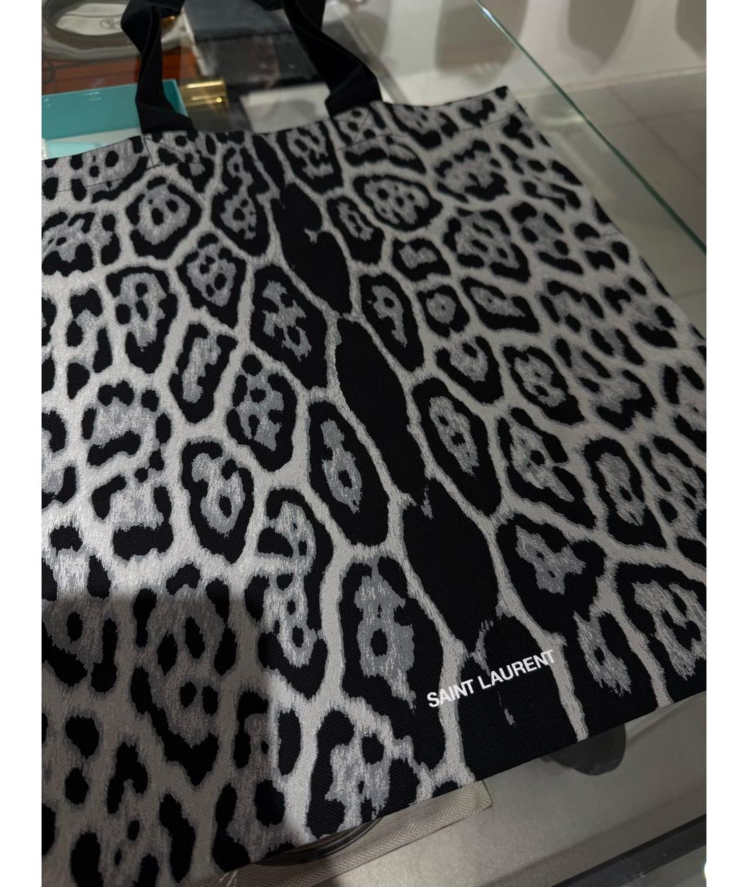 SAINT LAURENT Серая тканевая сумка тоут, фото 5