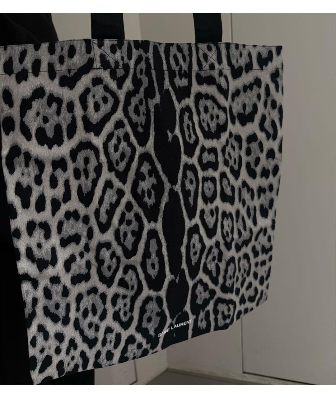 SAINT LAURENT Серая тканевая сумка тоут, фото 2