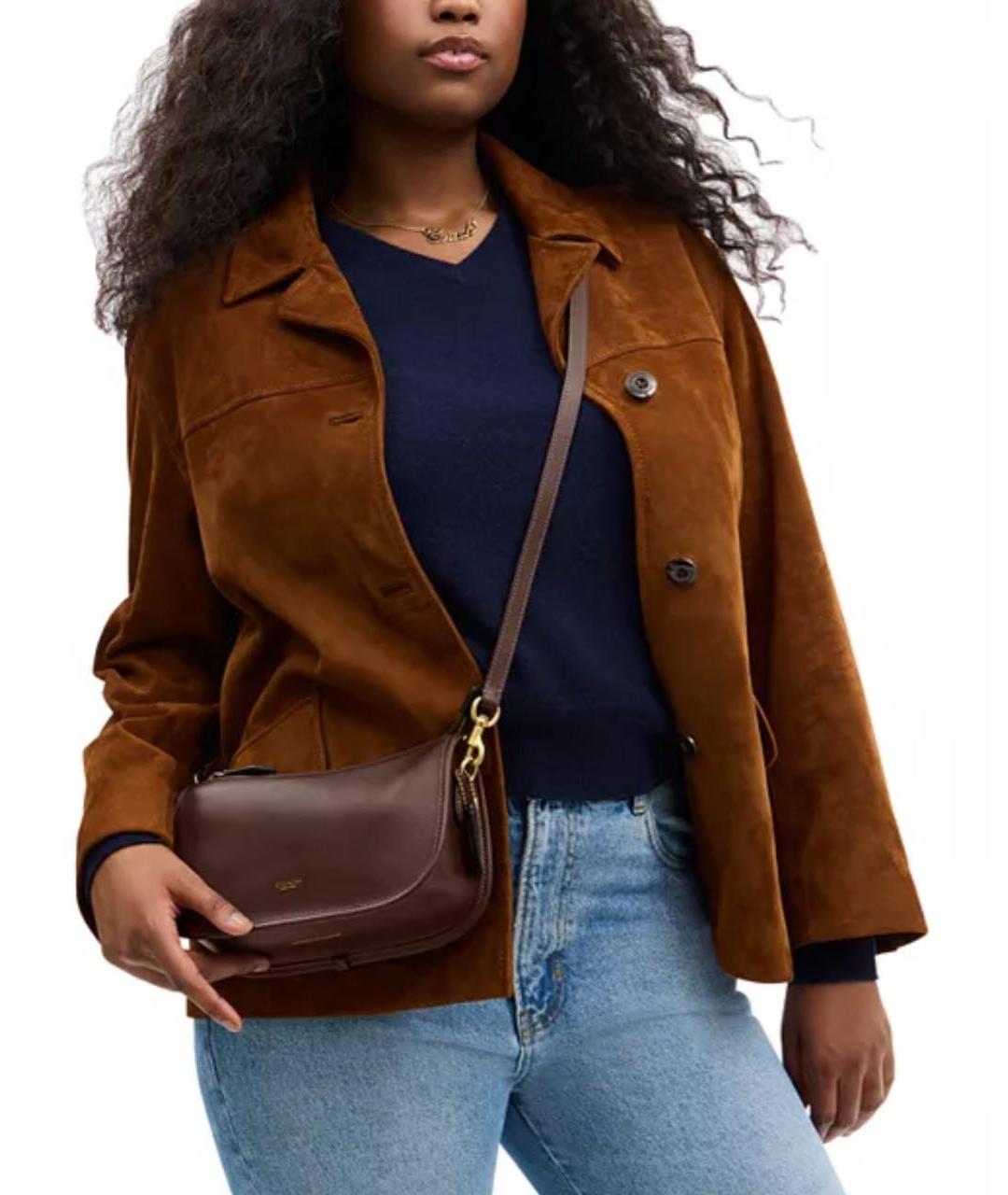 COACH Коричневая кожаная сумка через плечо, фото 7