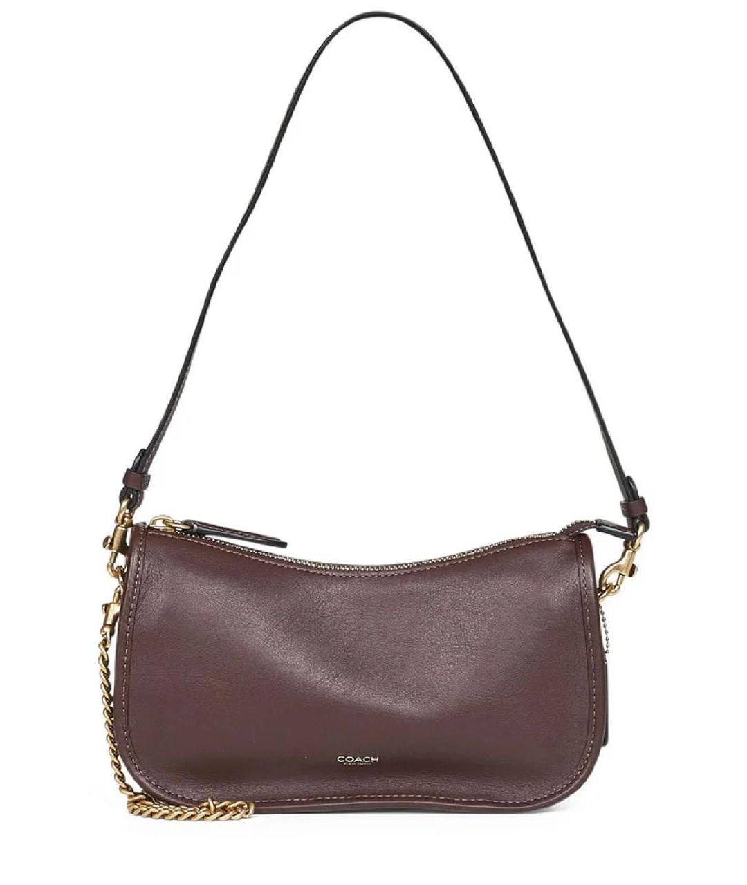 COACH Коричневая кожаная сумка через плечо, фото 1