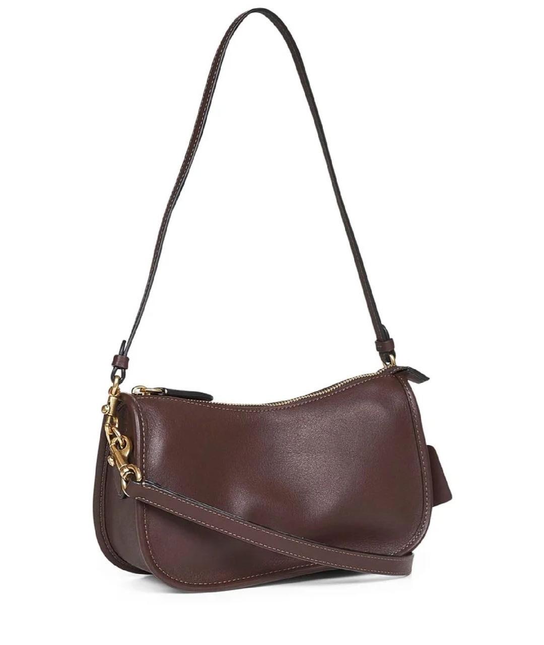 COACH Коричневая кожаная сумка через плечо, фото 3