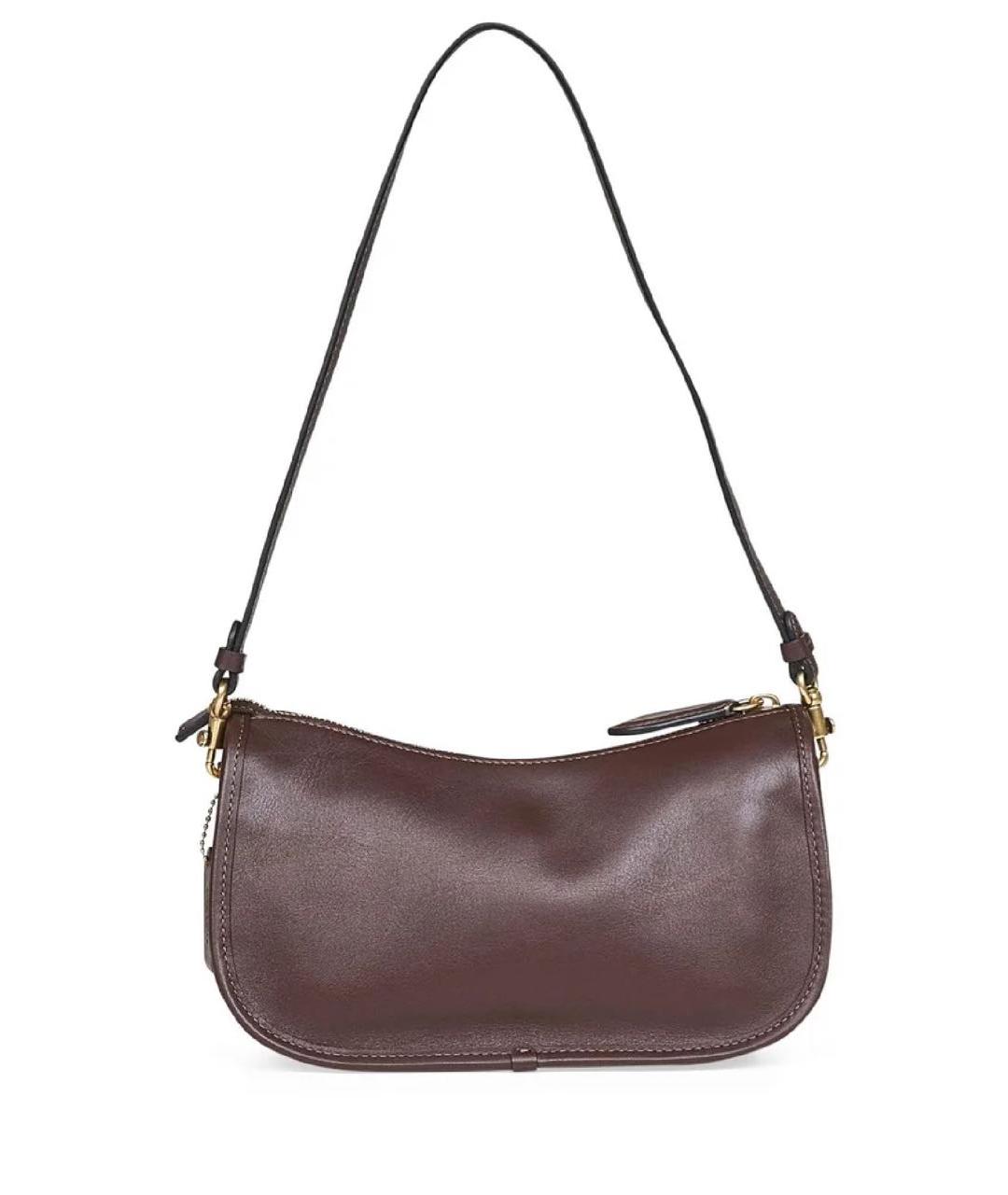 COACH Коричневая кожаная сумка через плечо, фото 2