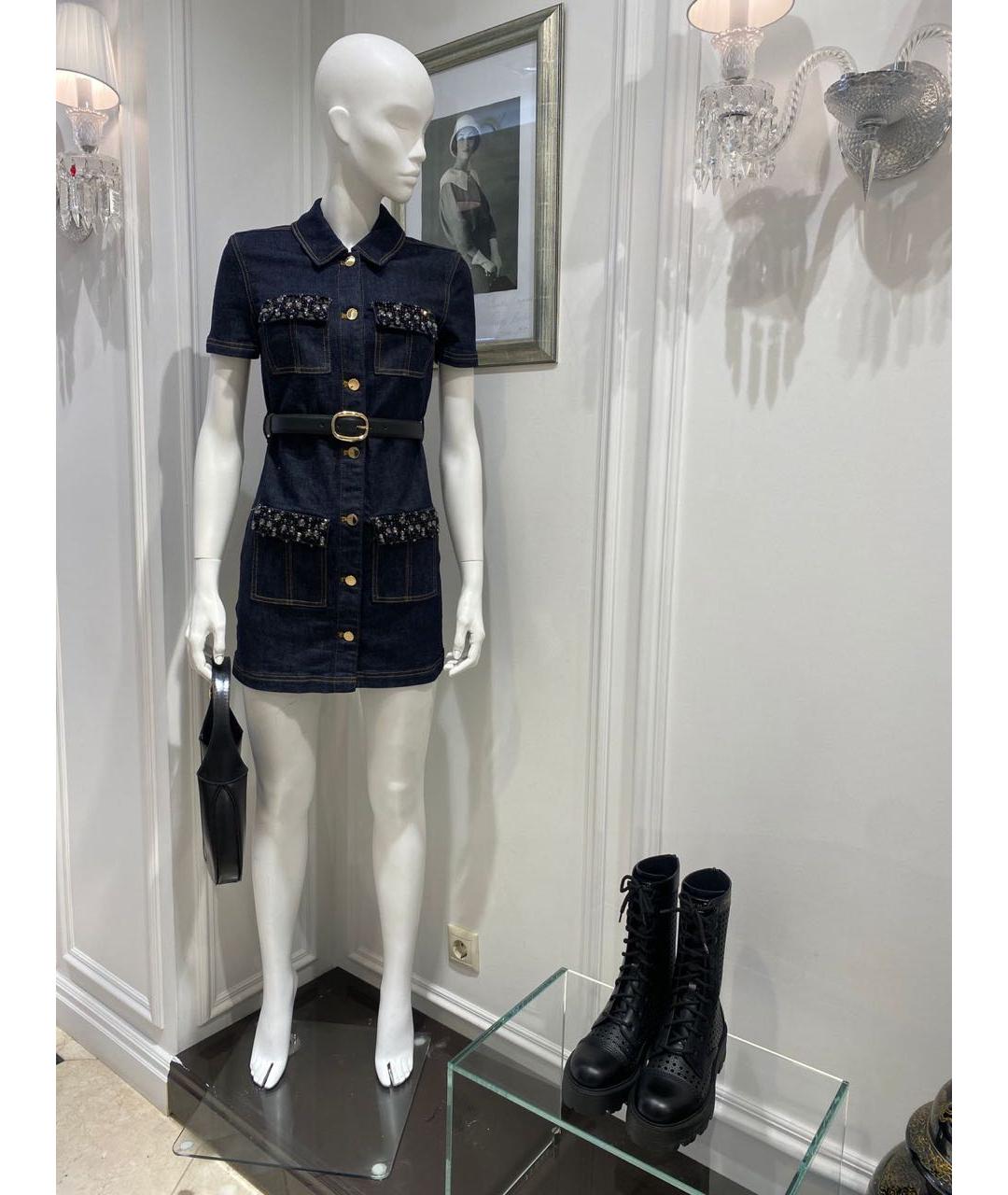 SELF-PORTRAIT Синее хлопковое повседневное платье, фото 2