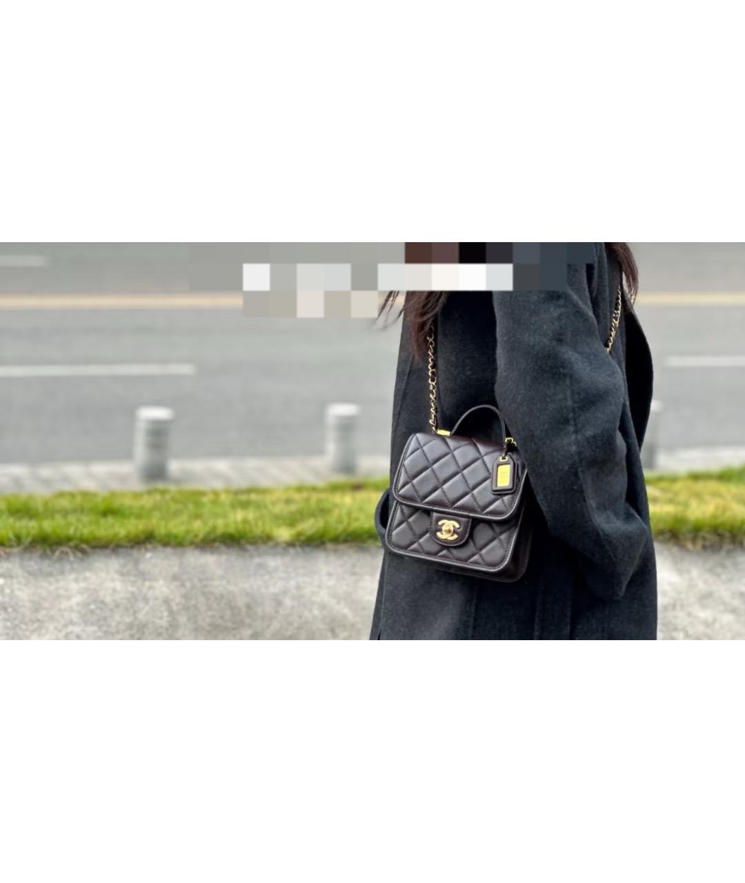 CHANEL Коричневая кожаная сумка через плечо, фото 7