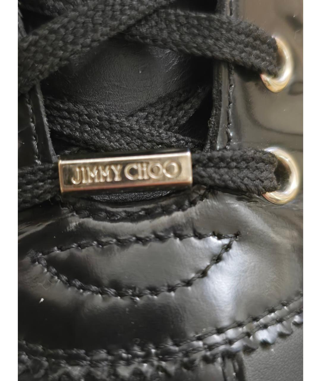 JIMMY CHOO Черные кожаные высокие кроссовки / кеды, фото 6