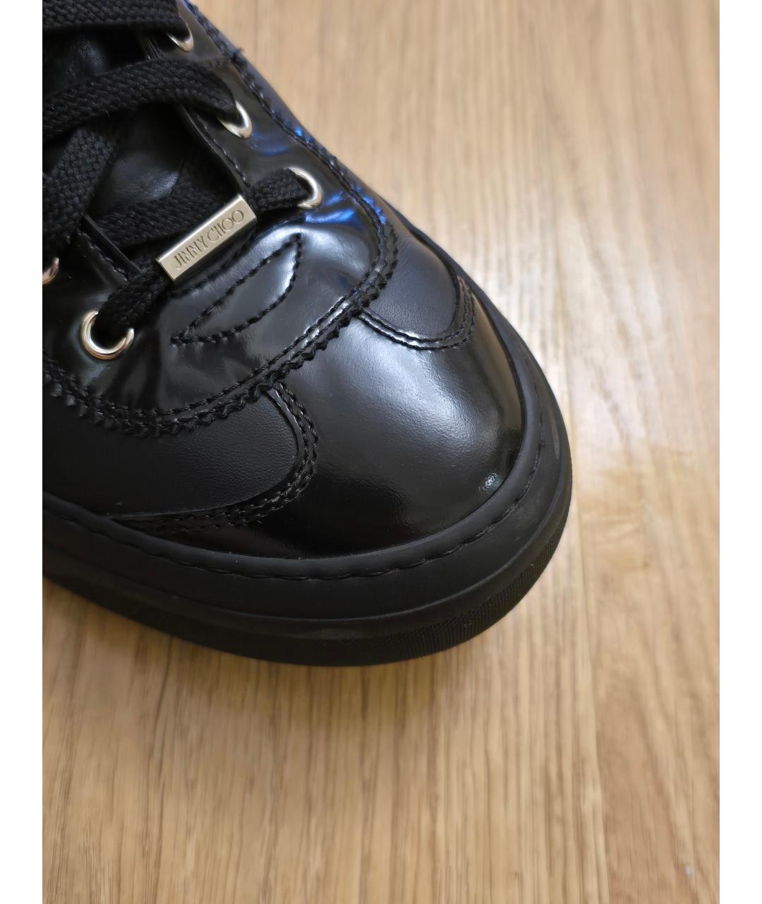 JIMMY CHOO Черные кожаные высокие кроссовки / кеды, фото 3