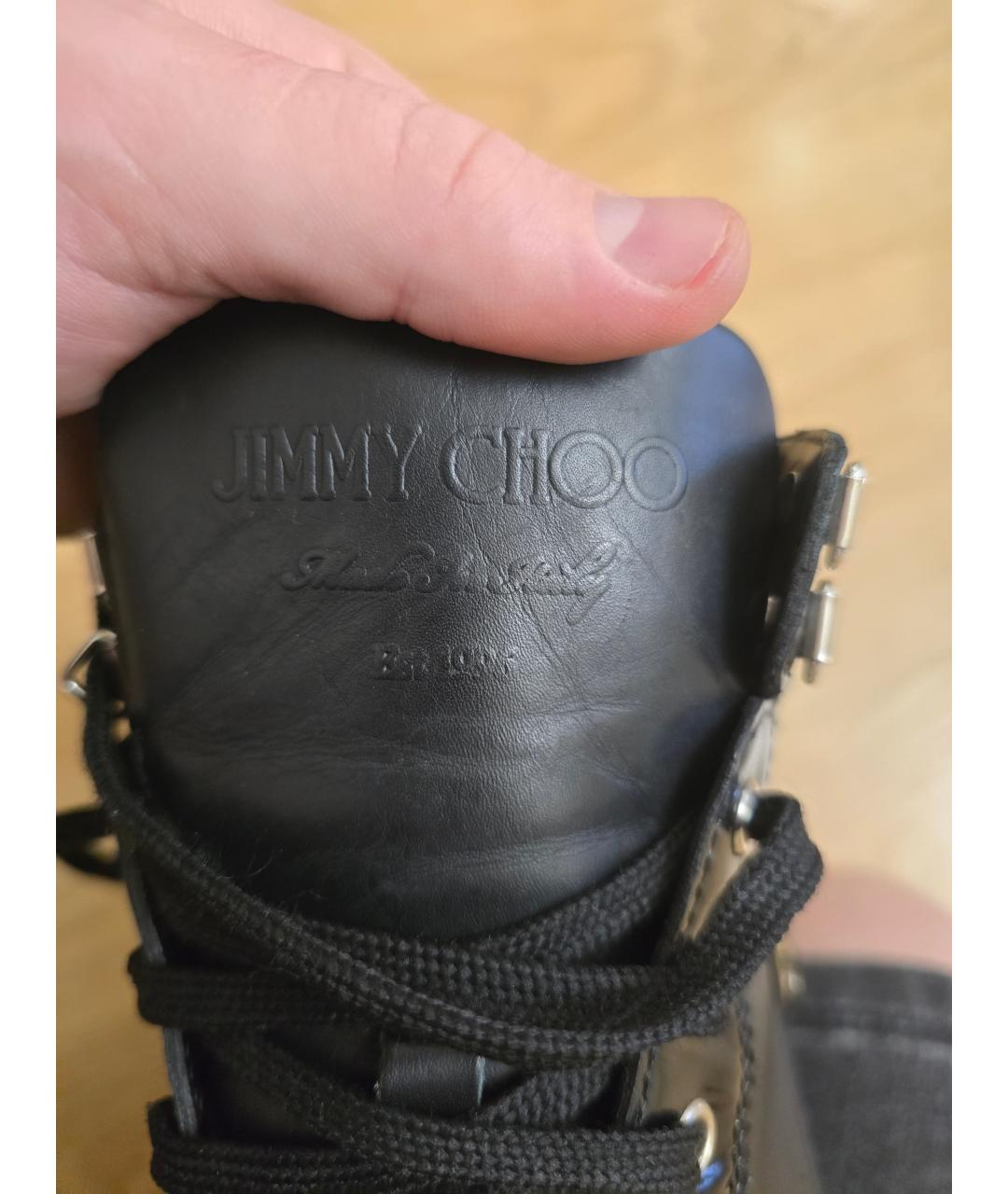 JIMMY CHOO Черные кожаные высокие кроссовки / кеды, фото 8