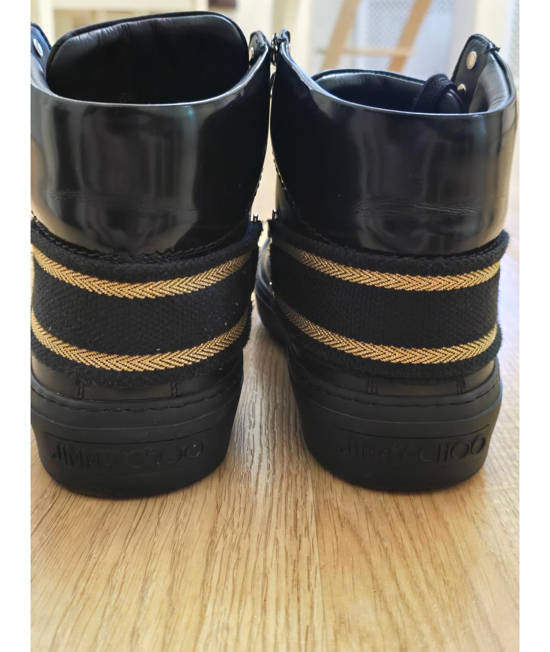 JIMMY CHOO Черные кожаные высокие кроссовки / кеды, фото 4