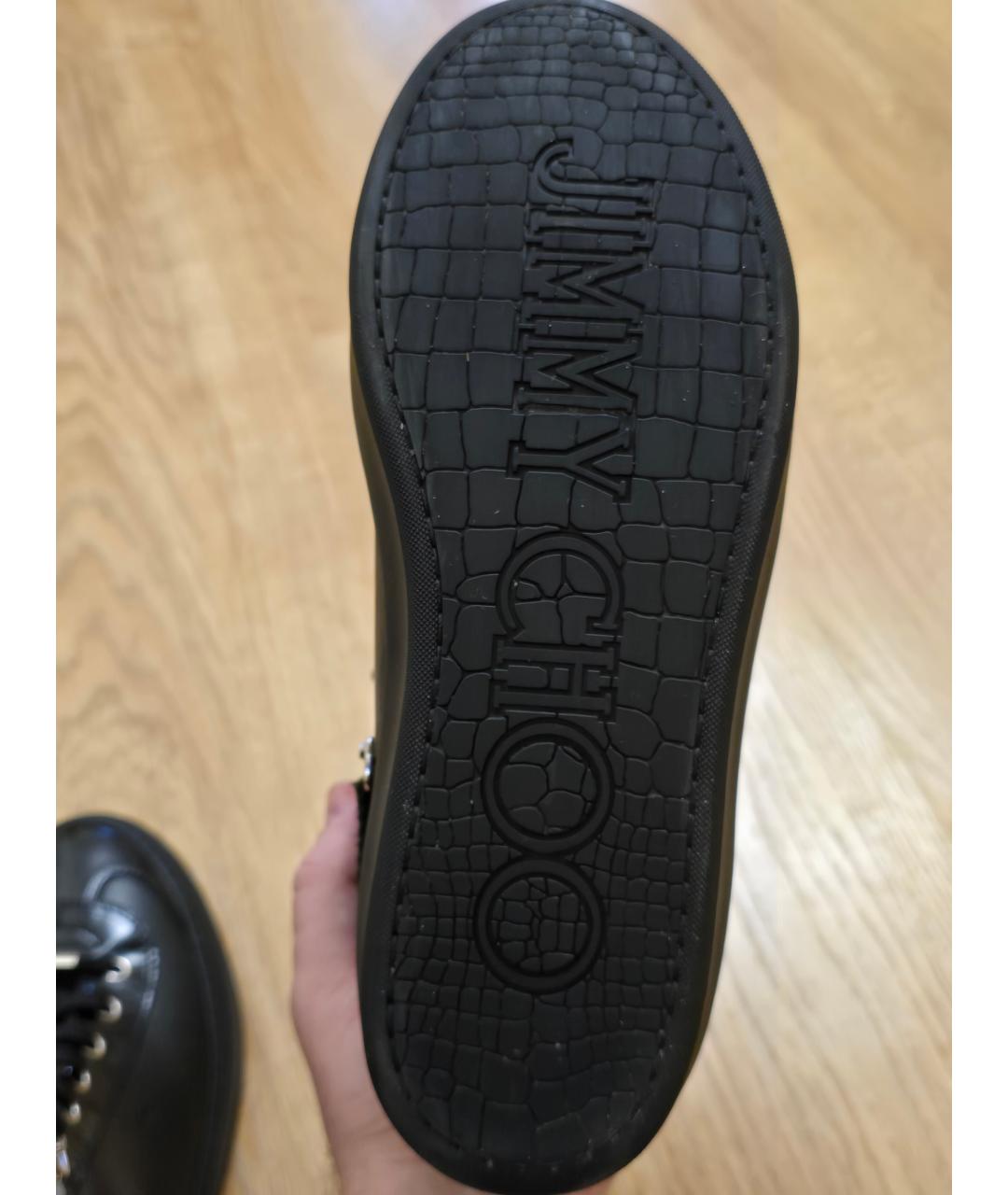 JIMMY CHOO Черные кожаные высокие кроссовки / кеды, фото 5