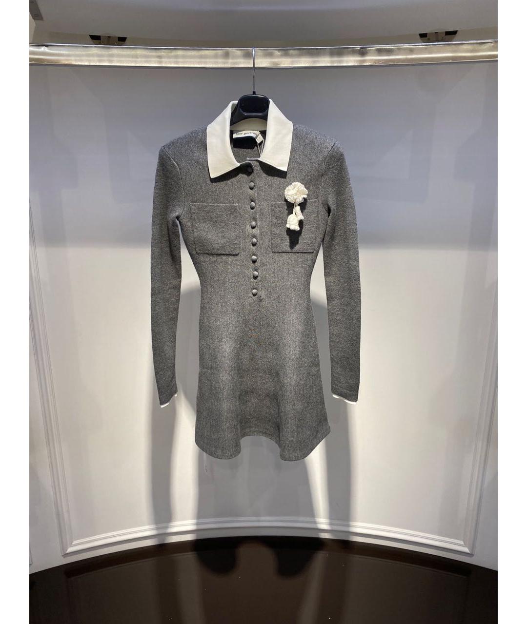 SELF-PORTRAIT Серое хлопковое повседневное платье, фото 3