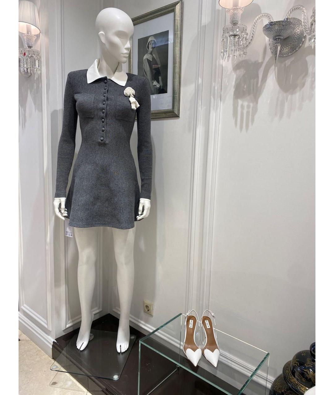 SELF-PORTRAIT Серое хлопковое повседневное платье, фото 2