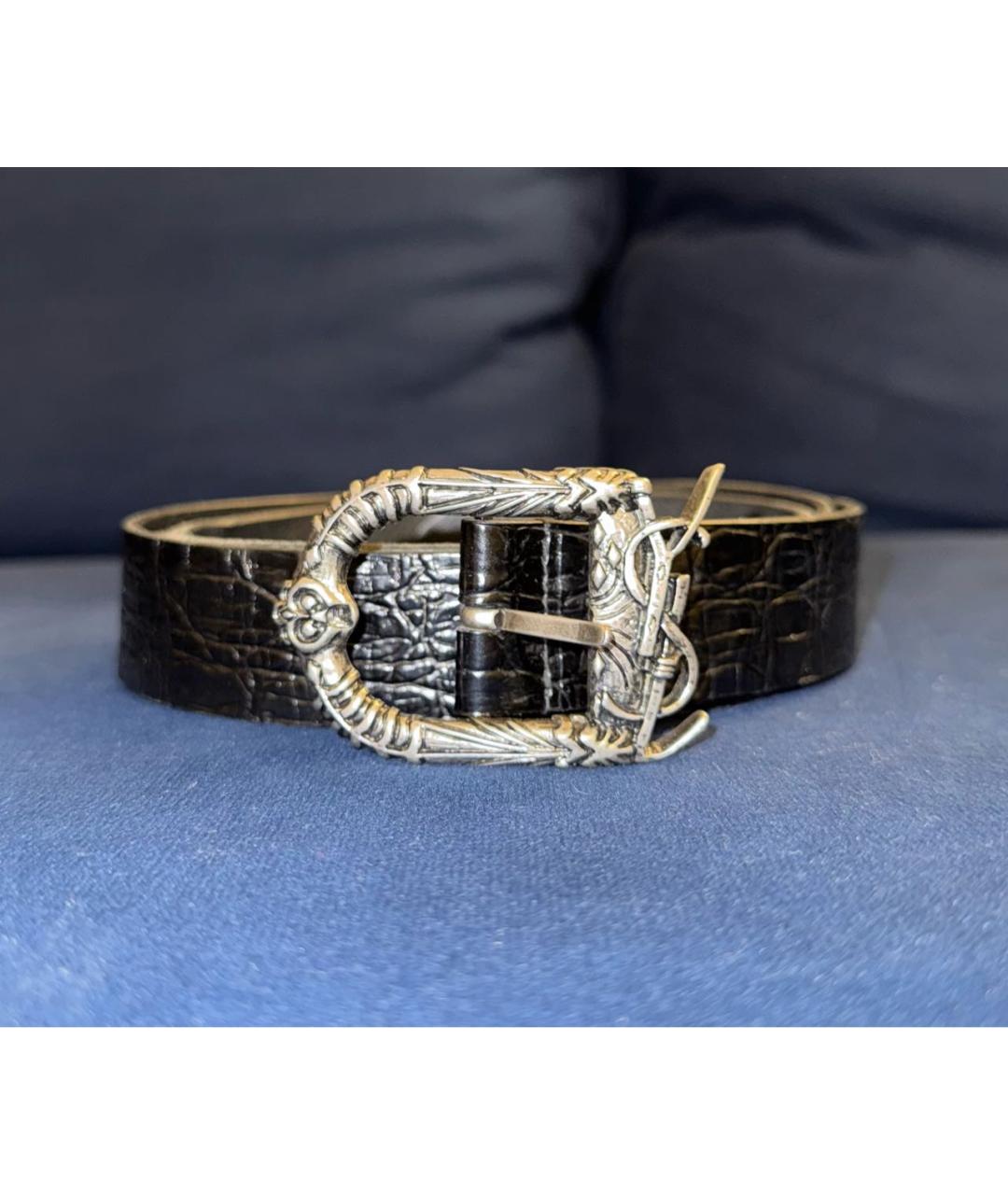 SAINT LAURENT Черный ремень из лакированной кожи, фото 5