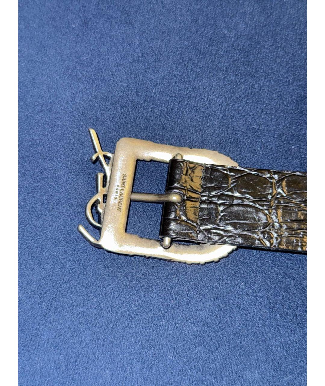 SAINT LAURENT Черный ремень из лакированной кожи, фото 3