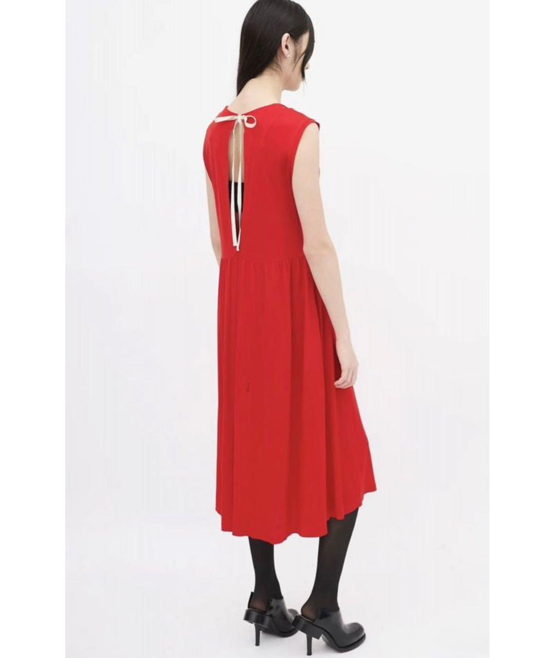JIL SANDER Красное вискозное повседневное платье, фото 2