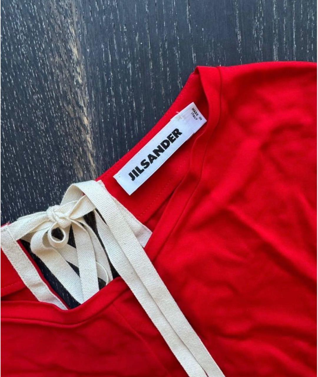 JIL SANDER Красное вискозное повседневное платье, фото 3