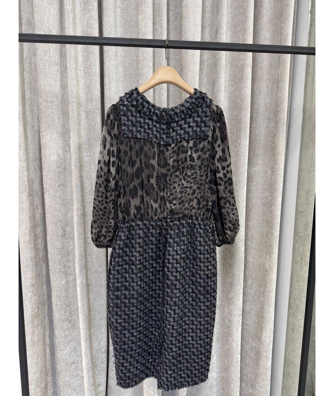 DOLCE&GABBANA Серое шифоновое повседневное платье, фото 2