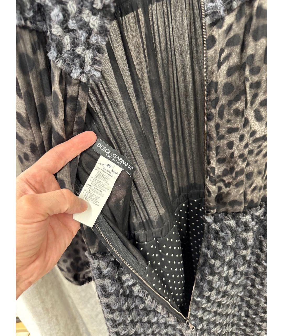 DOLCE&GABBANA Серое шифоновое повседневное платье, фото 3