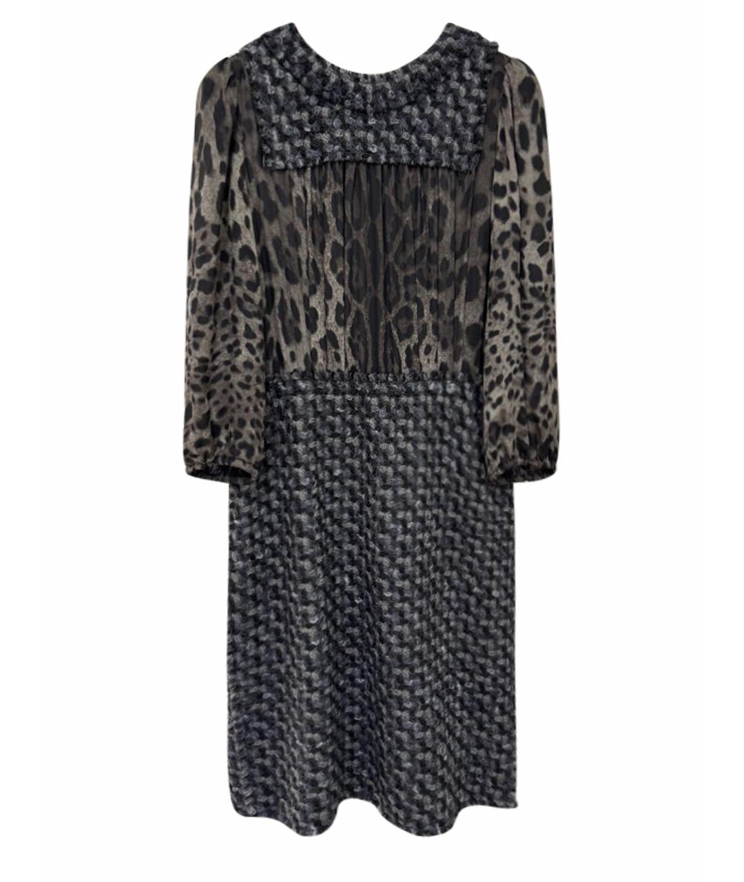 DOLCE&GABBANA Серое шифоновое повседневное платье, фото 1