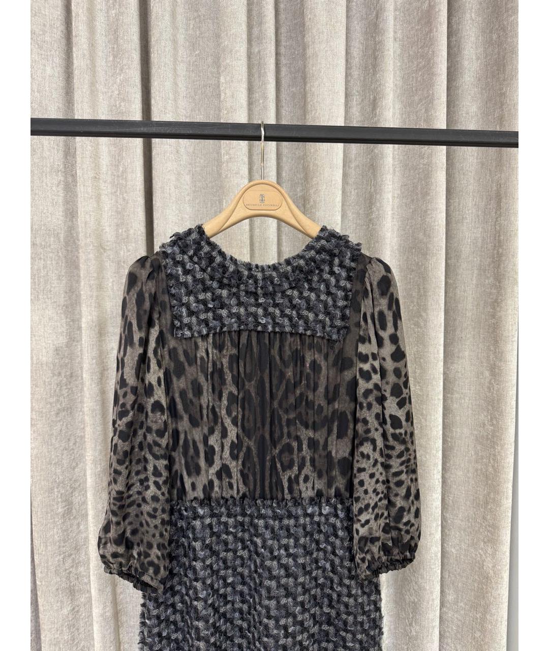 DOLCE&GABBANA Серое шифоновое повседневное платье, фото 4