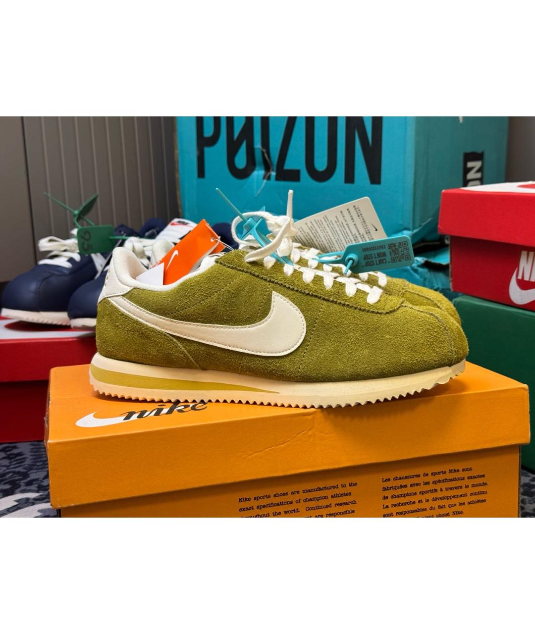 NIKE Зеленые замшевые низкие кроссовки / кеды, фото 9