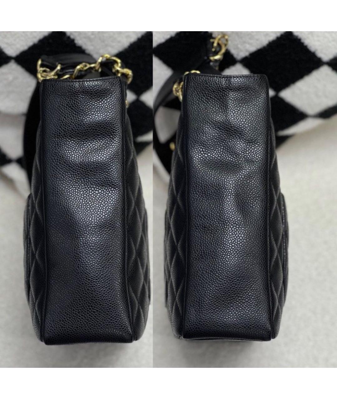 CHANEL Черная кожаная сумка тоут, фото 5