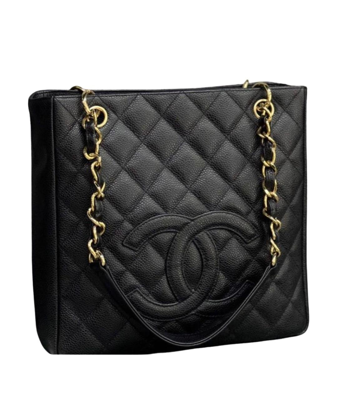 CHANEL Черная кожаная сумка тоут, фото 1