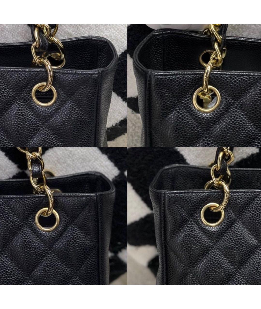 CHANEL Черная кожаная сумка тоут, фото 4