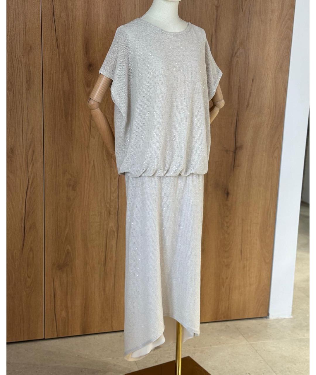BRUNELLO CUCINELLI Белое хлопковое коктейльное платье, фото 5