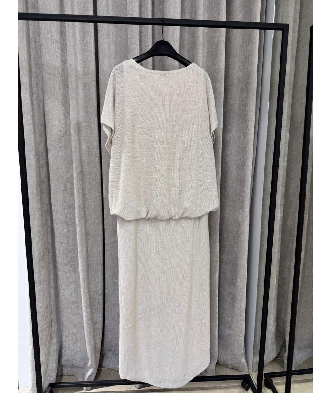 BRUNELLO CUCINELLI Белое хлопковое коктейльное платье, фото 2