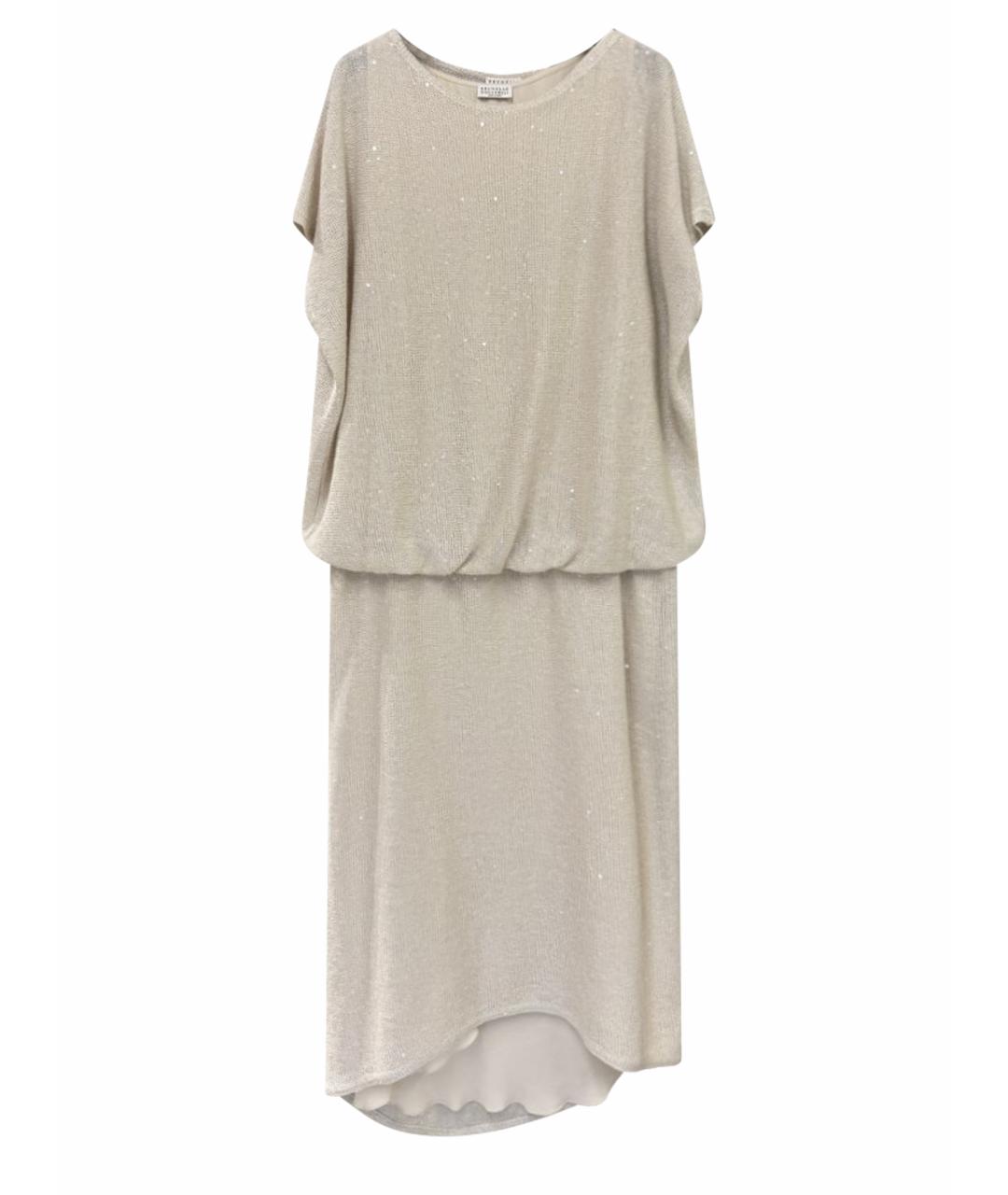 BRUNELLO CUCINELLI Белое хлопковое коктейльное платье, фото 1