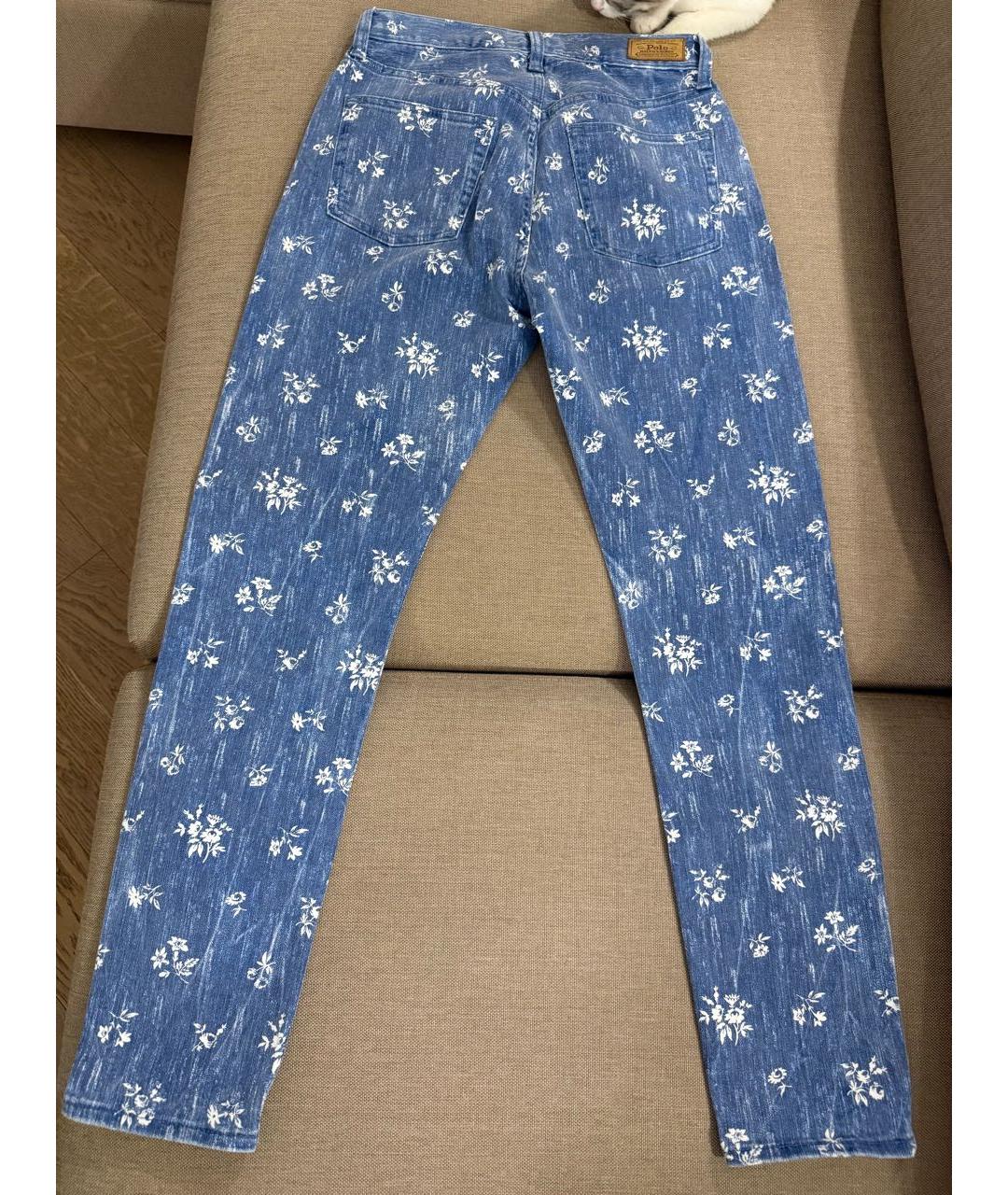 POLO RALPH LAUREN Голубые хлопко-эластановые джинсы слим, фото 2