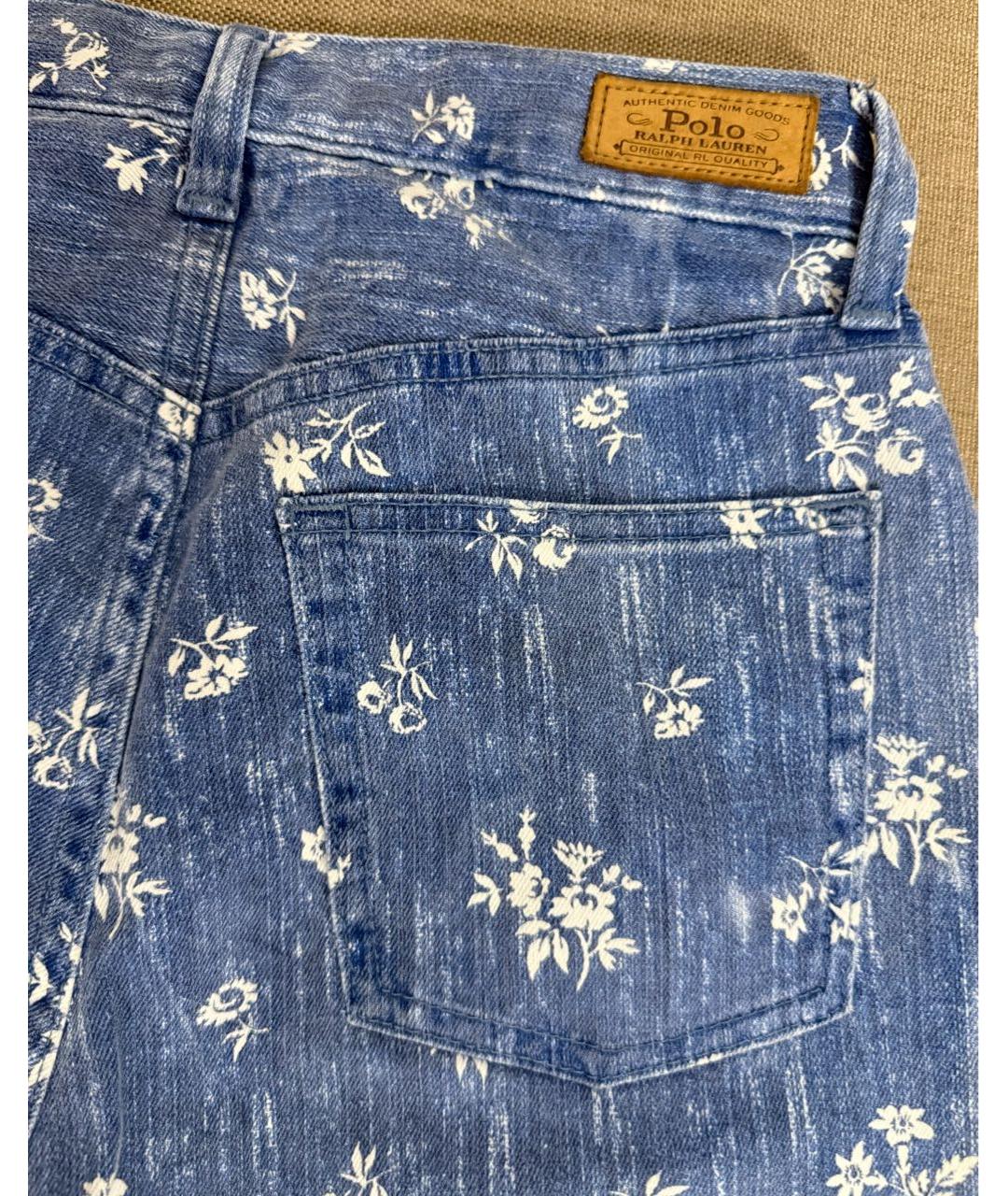 POLO RALPH LAUREN Голубые хлопко-эластановые джинсы слим, фото 4