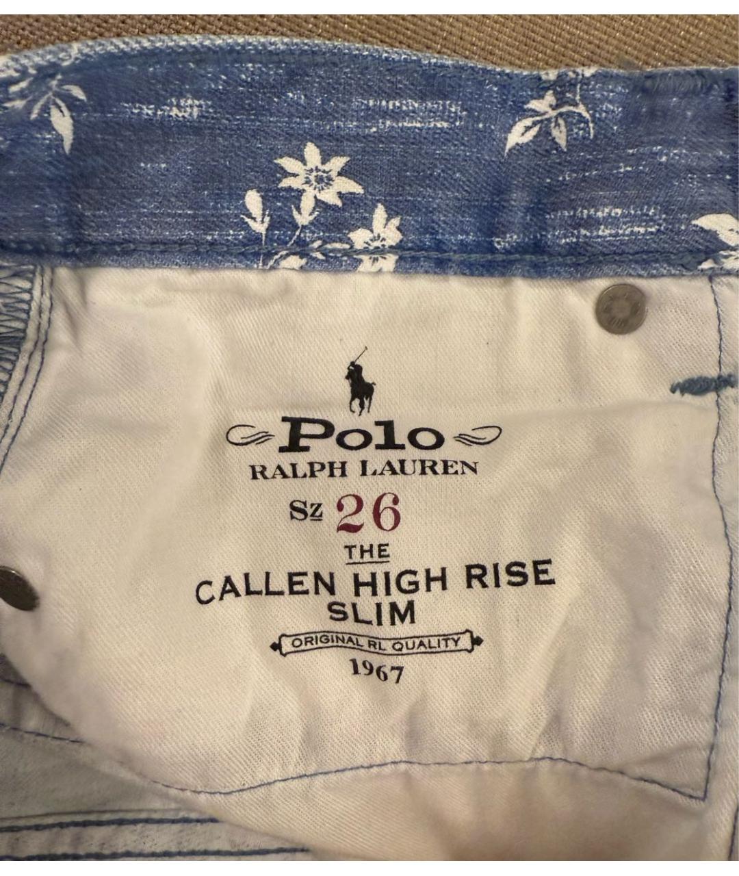 POLO RALPH LAUREN Голубые хлопко-эластановые джинсы слим, фото 7