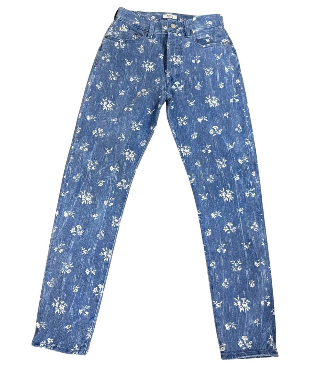 POLO RALPH LAUREN Голубые хлопко-эластановые джинсы слим, фото 1