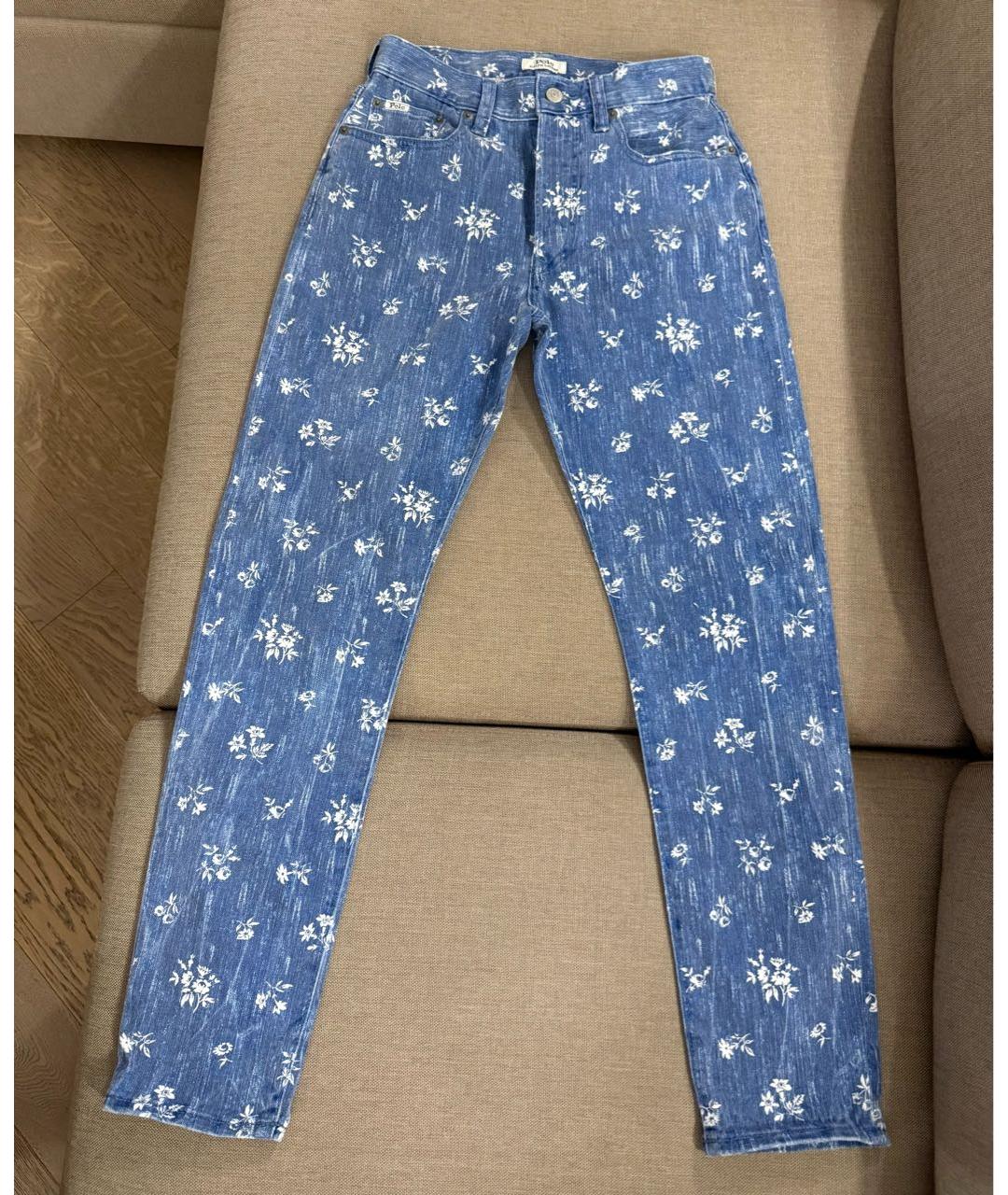 POLO RALPH LAUREN Голубые хлопко-эластановые джинсы слим, фото 6