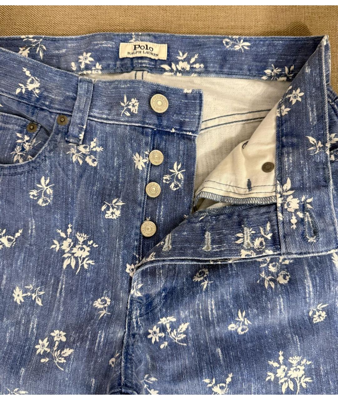 POLO RALPH LAUREN Голубые хлопко-эластановые джинсы слим, фото 3