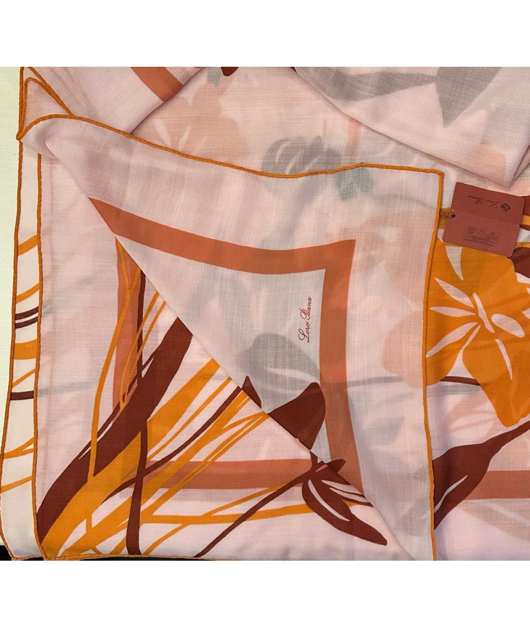 LORO PIANA Коралловый шерстяной платок, фото 7