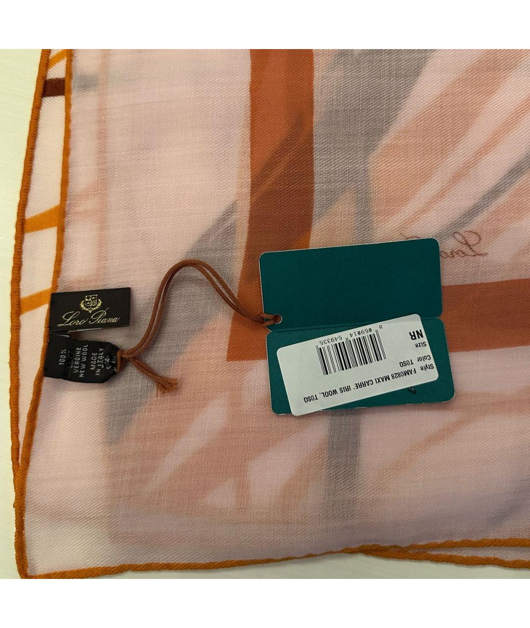 LORO PIANA Коралловый шерстяной платок, фото 2