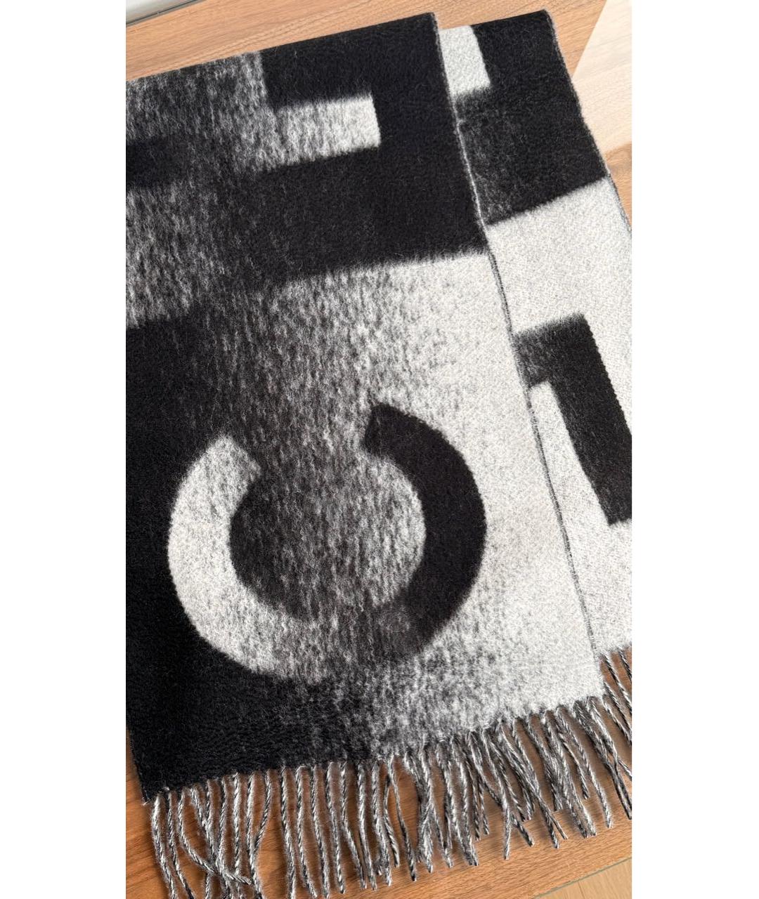 CHANEL Черный шерстяной шарф, фото 4