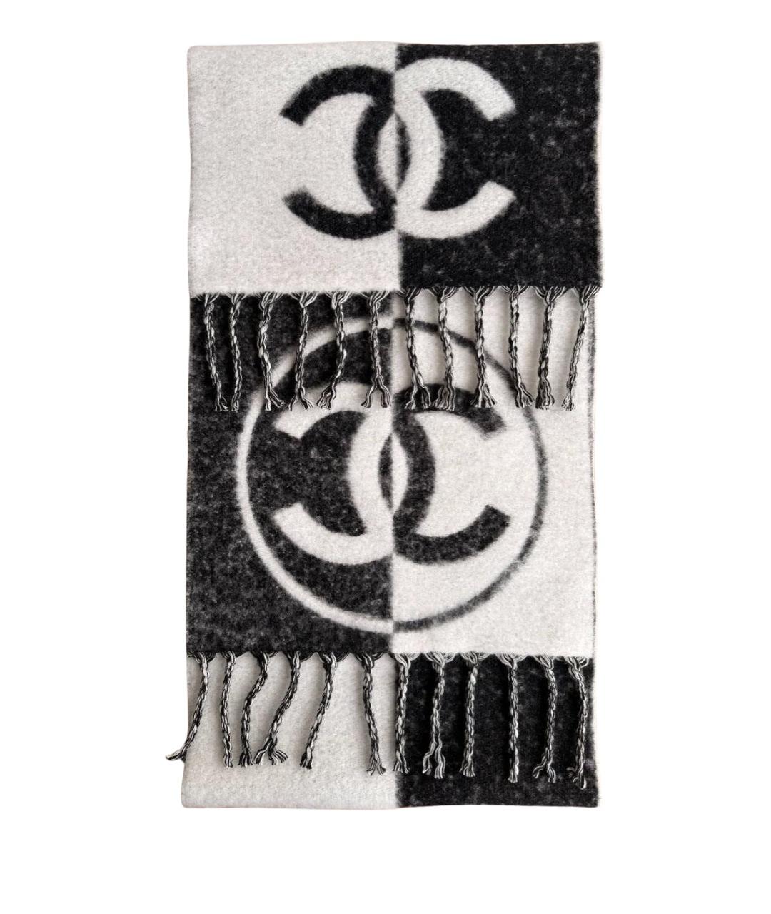 CHANEL Черный шерстяной шарф, фото 1